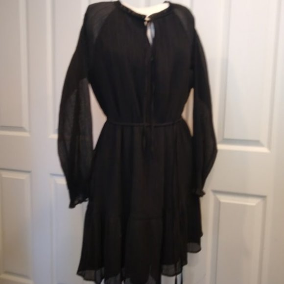NWT Loft Black Tie Dress Medium - Picture 1 of 7